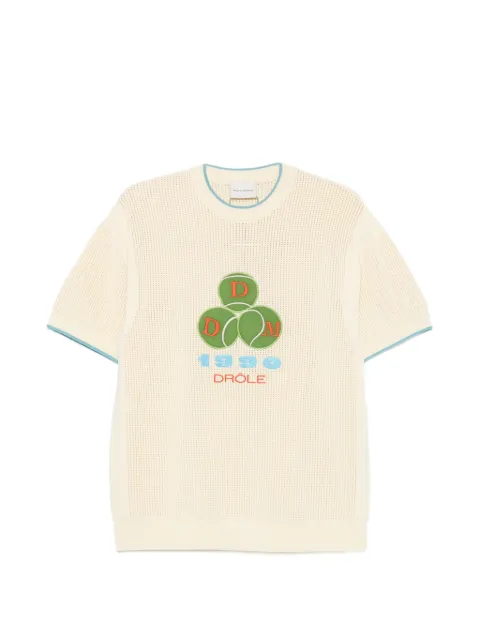 Drôle De Monsieur logo-patch open-knit T-shirt