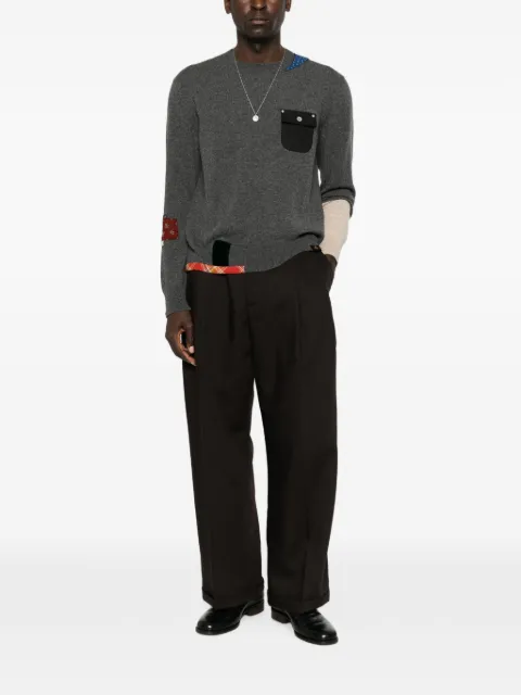 KHOKI patchwork flap-pocket sweater