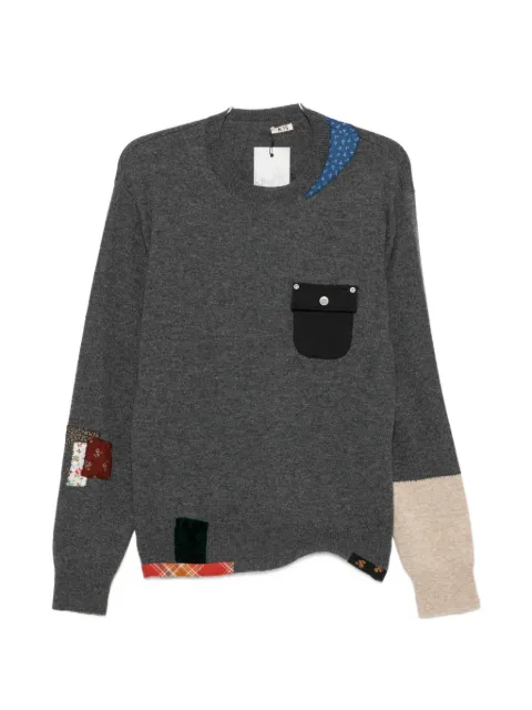 KHOKI patchwork flap-pocket sweater
