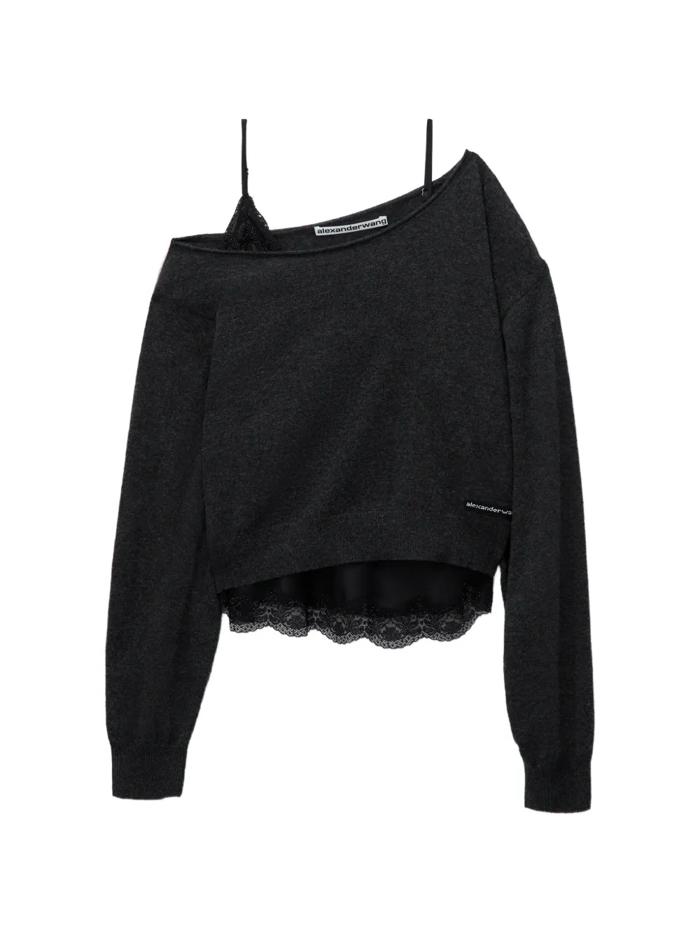 Alexander Wang off-shoulder lace-trim sweater