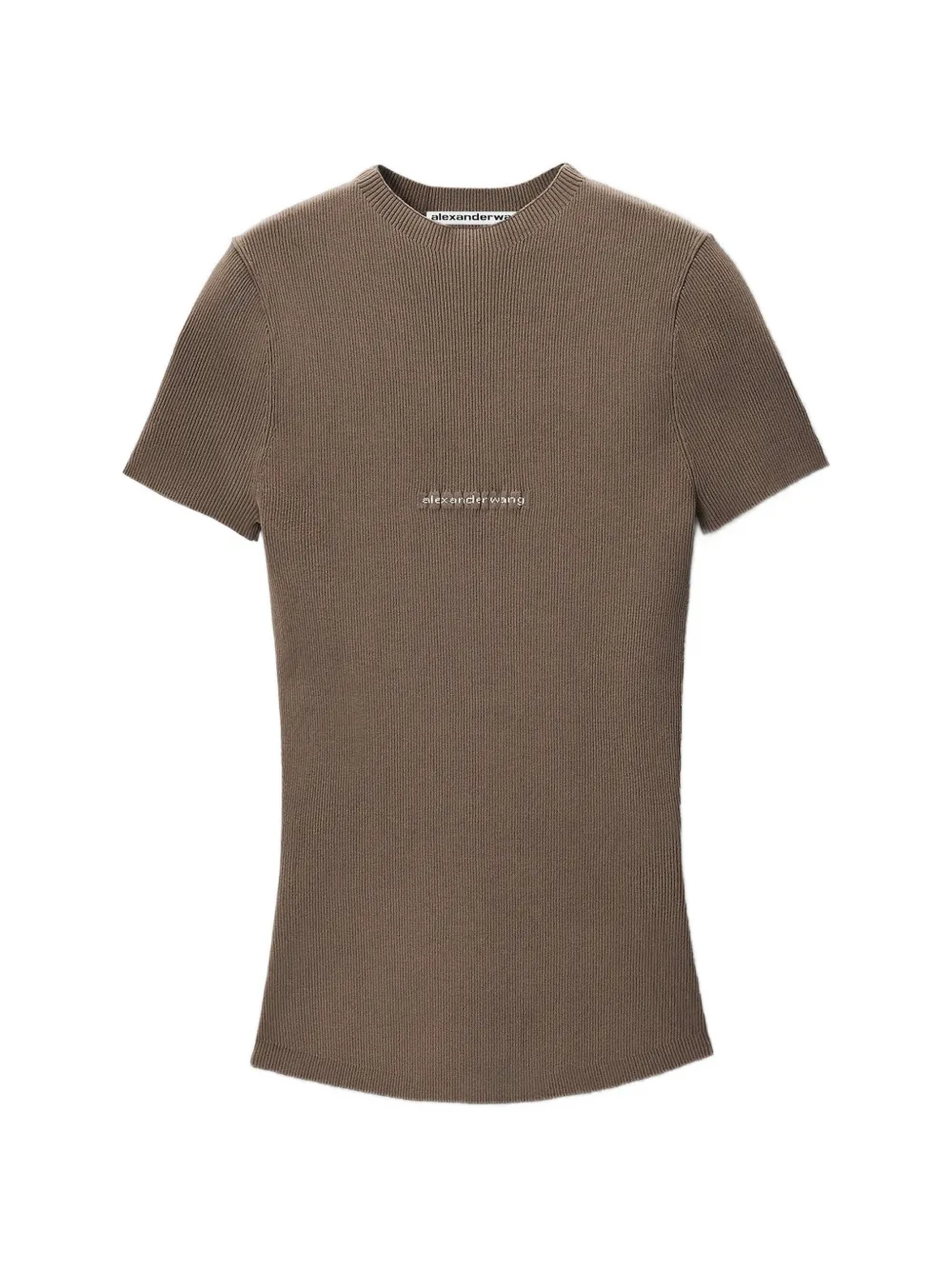 Alexander Wang Ribgebreide top met logo-jacquard Bruin