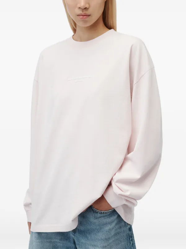 Alexander Wang logo-print long-sleeve T-shirt | Pink | FARFETCH