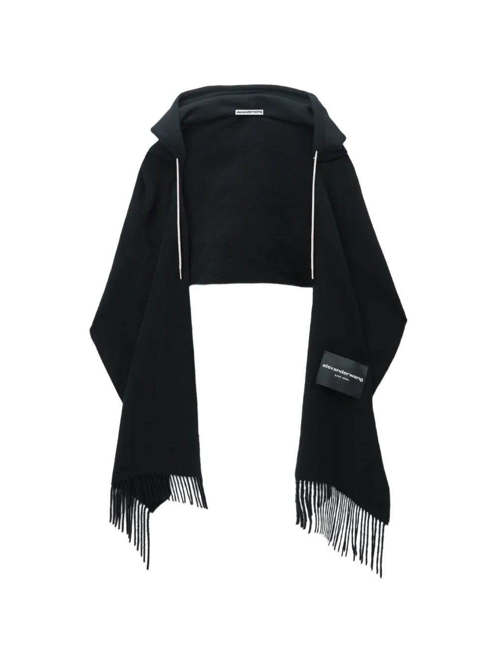 Alexander Wang scarf hoodie w/ rhinestone drawcord · OS