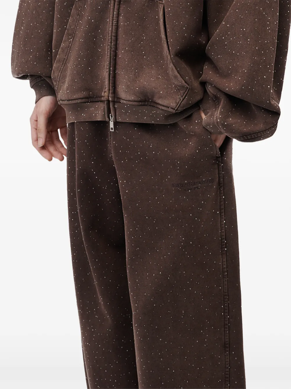 Alexander Wang Midi-waist oversized joggingbroek met all-over hotfix Bruin