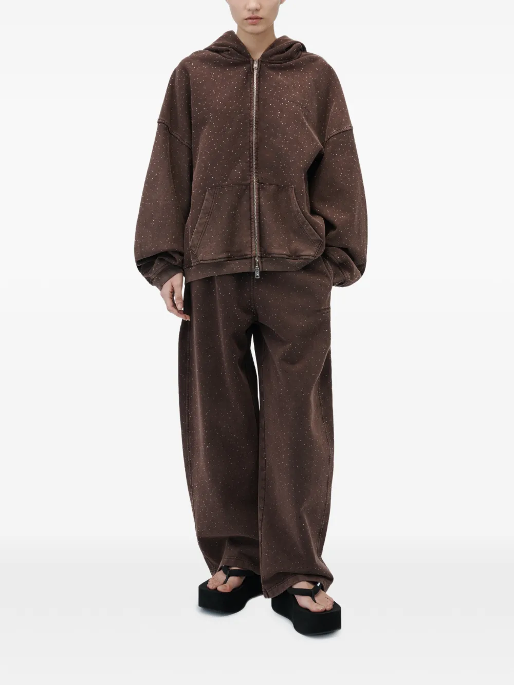 Alexander Wang Midi-waist oversized joggingbroek met all-over hotfix Bruin