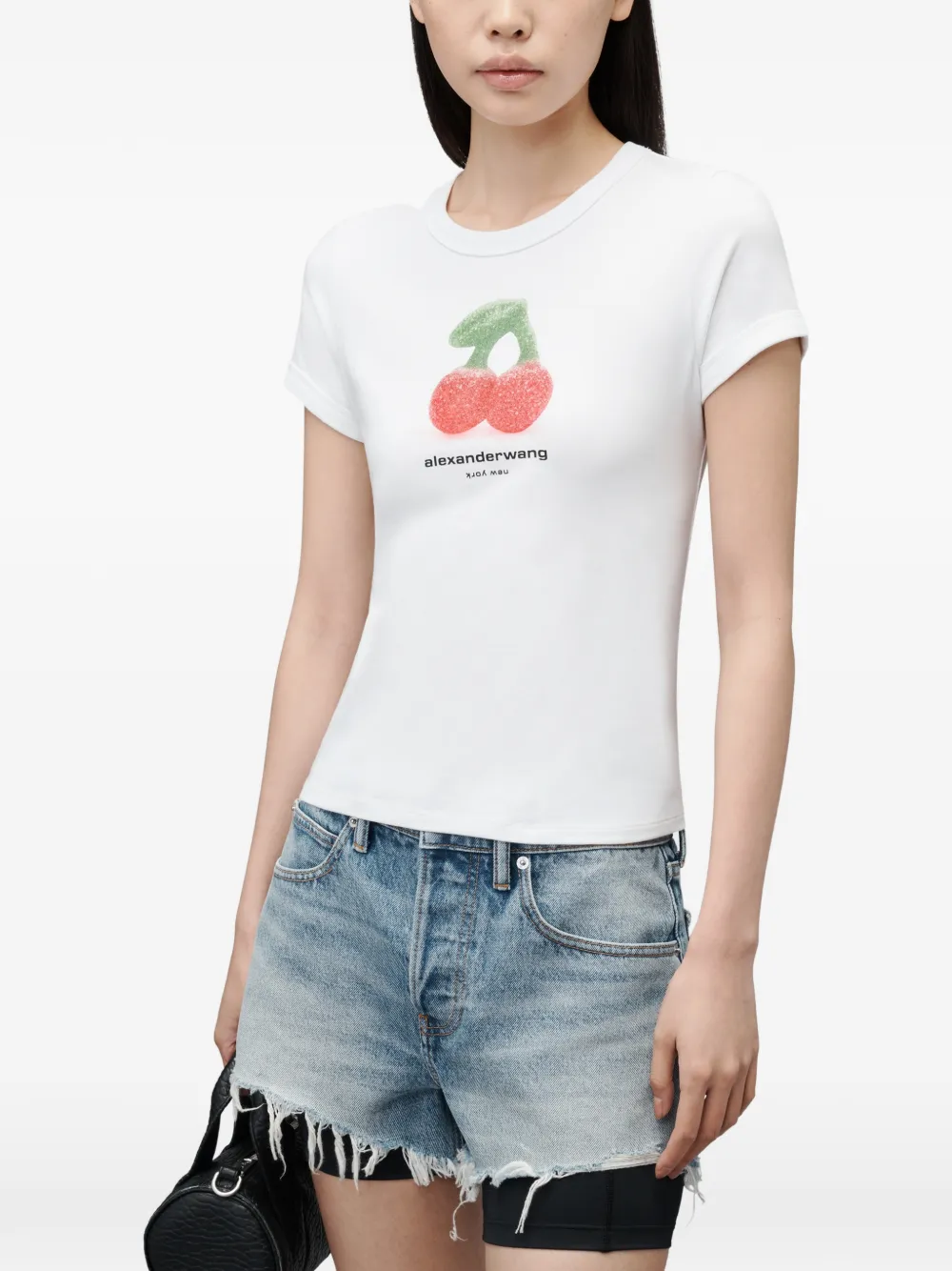 Alexander Wang Getailleerd T-shirt met kersenprint Wit