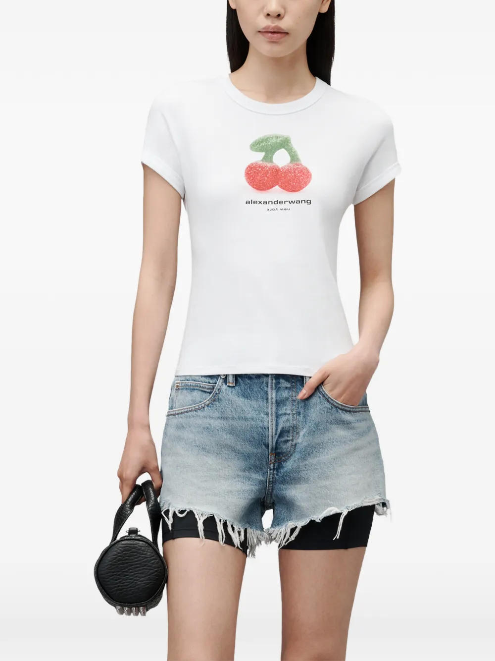 Alexander Wang Getailleerd T-shirt met kersenprint Wit