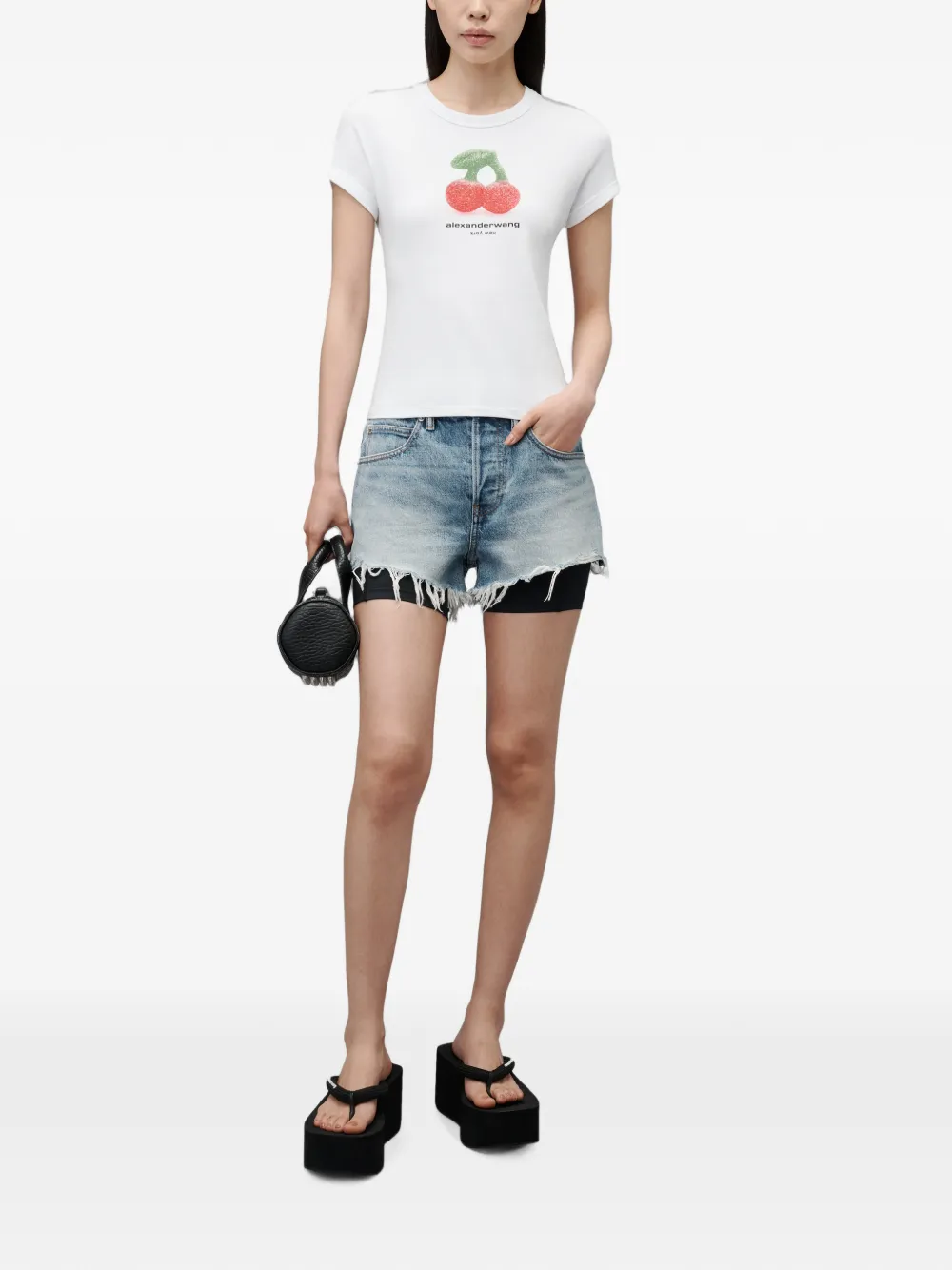 Alexander Wang Getailleerd T-shirt met kersenprint Wit
