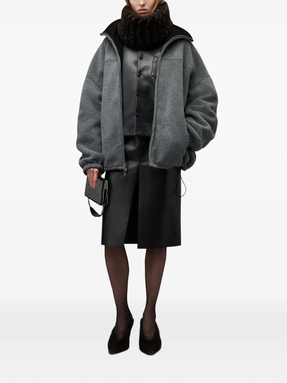 Alexander Wang Omkeerbaar trainingsjack met trechterhals Grijs