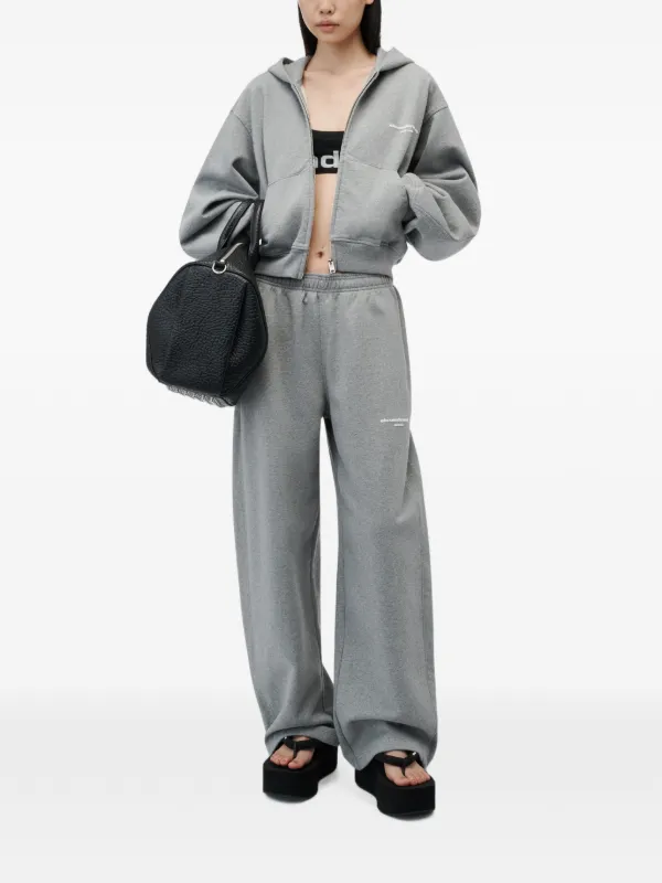 Alexander Wang Cropped zip-up Hoodie | Grey | FARFETCH JO