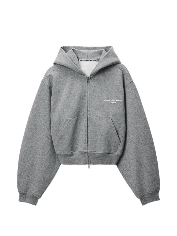 ALEXANDER WANG ロゴ クロップド パーカー グレー Sサイズ Alexander Wang Cropped zip-up Hoodie | Grey | FARFETCH JO