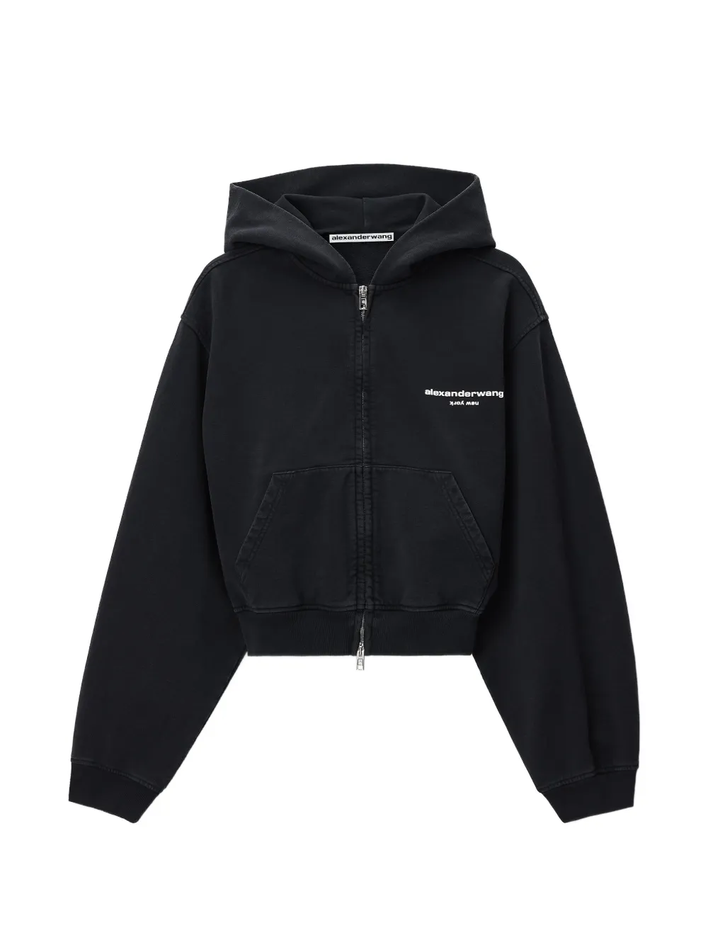 Alexander Wang zip-up hoodie w/ logo print - Schwarz