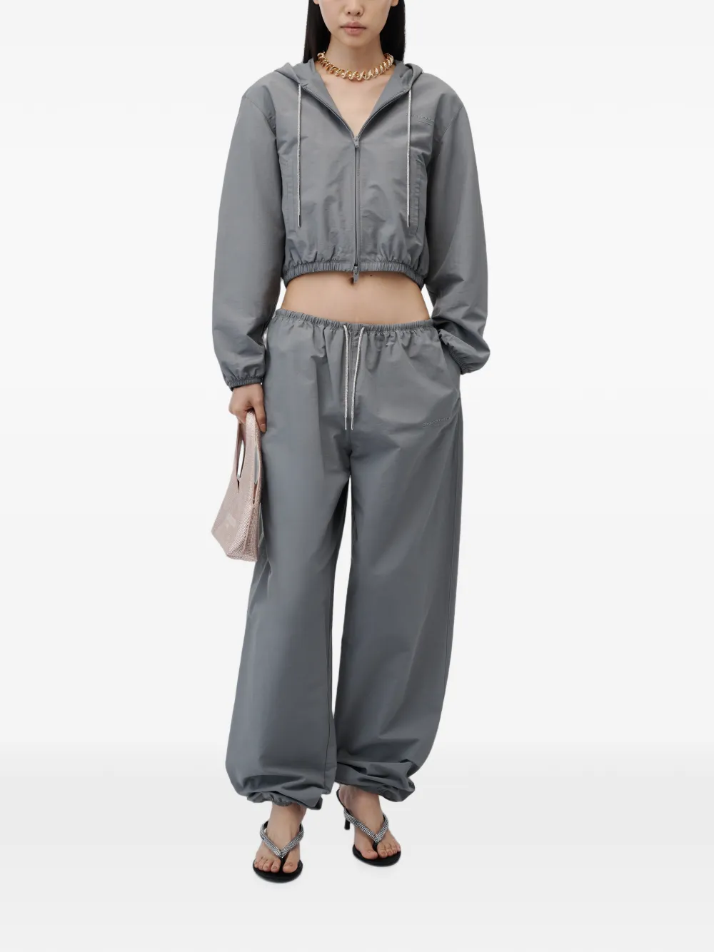 Alexander Wang Jack met kristallen trekkoord en gekrompen-effect Grijs