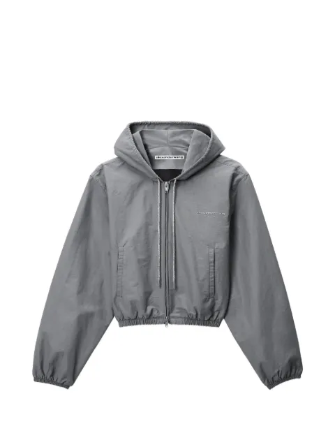 Alexander Wang crystal hotfix drawcord shrunken hoodie jacket