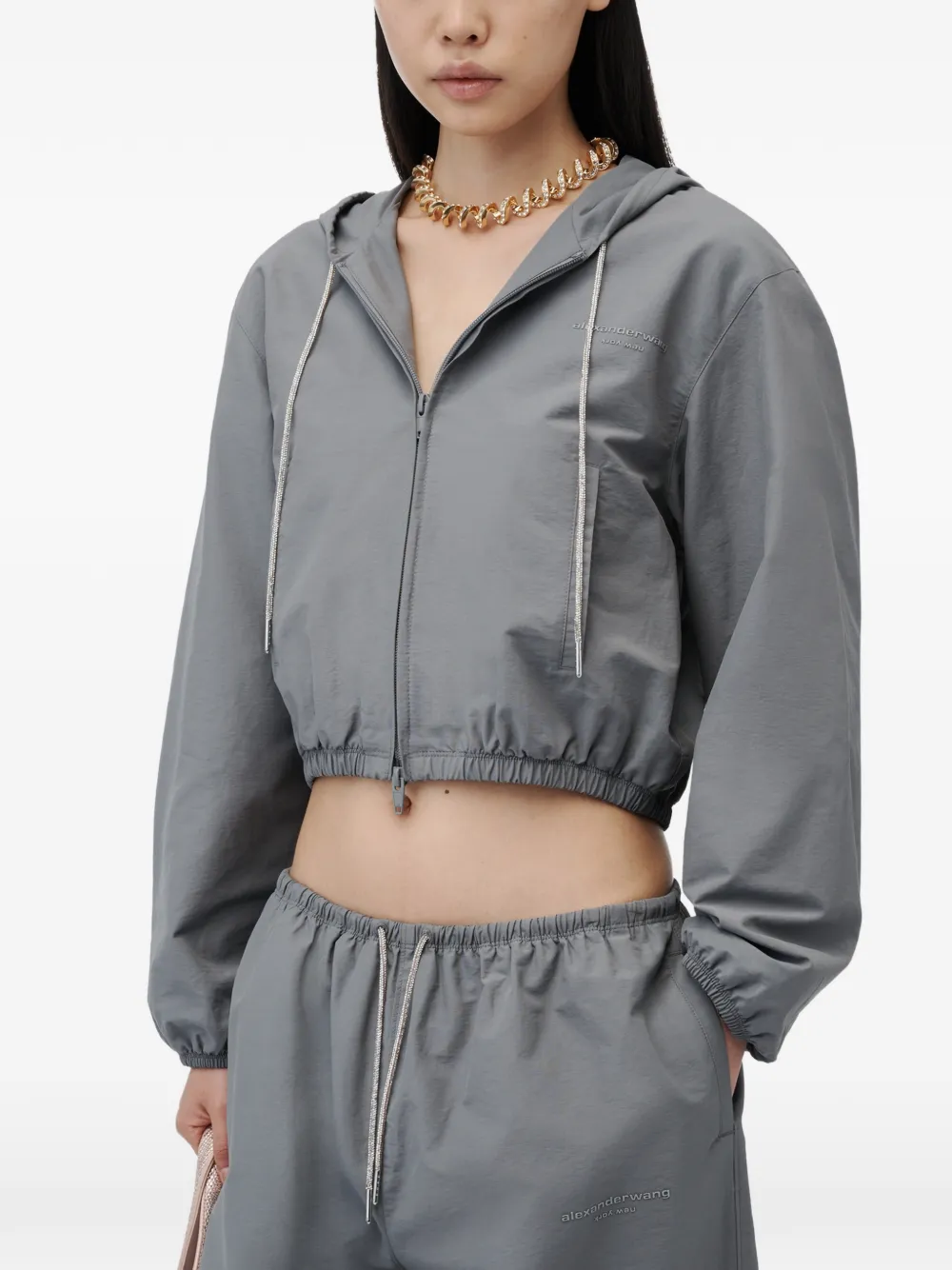 Alexander Wang Jack met kristallen trekkoord en gekrompen-effect Grijs