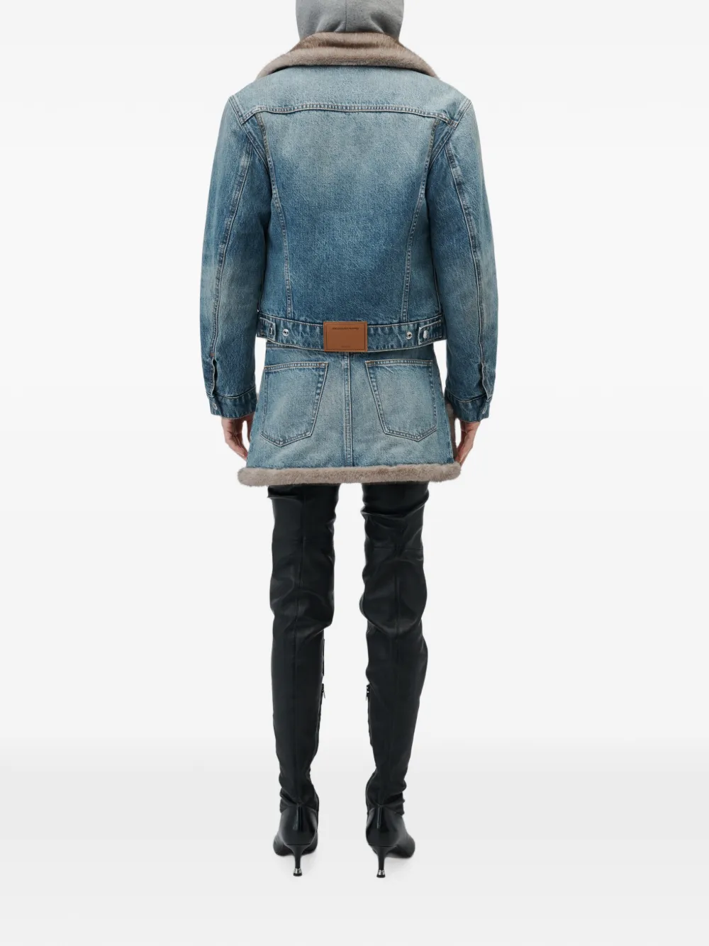 Alexander Wang Denim jack met voering van imitatielamswol Blauw