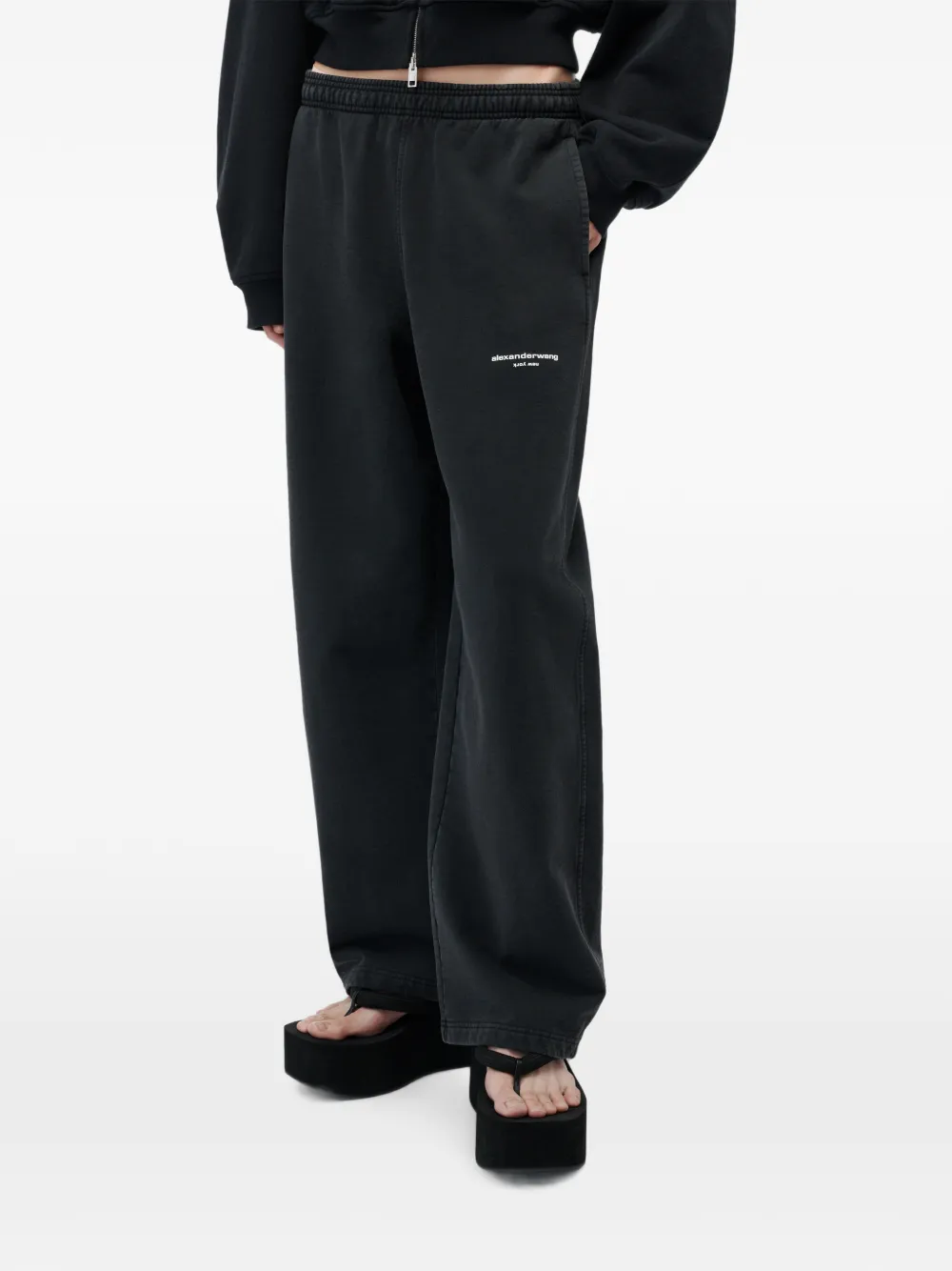 Alexander Wang Mid-waist joggingbroek met logo-print Zwart