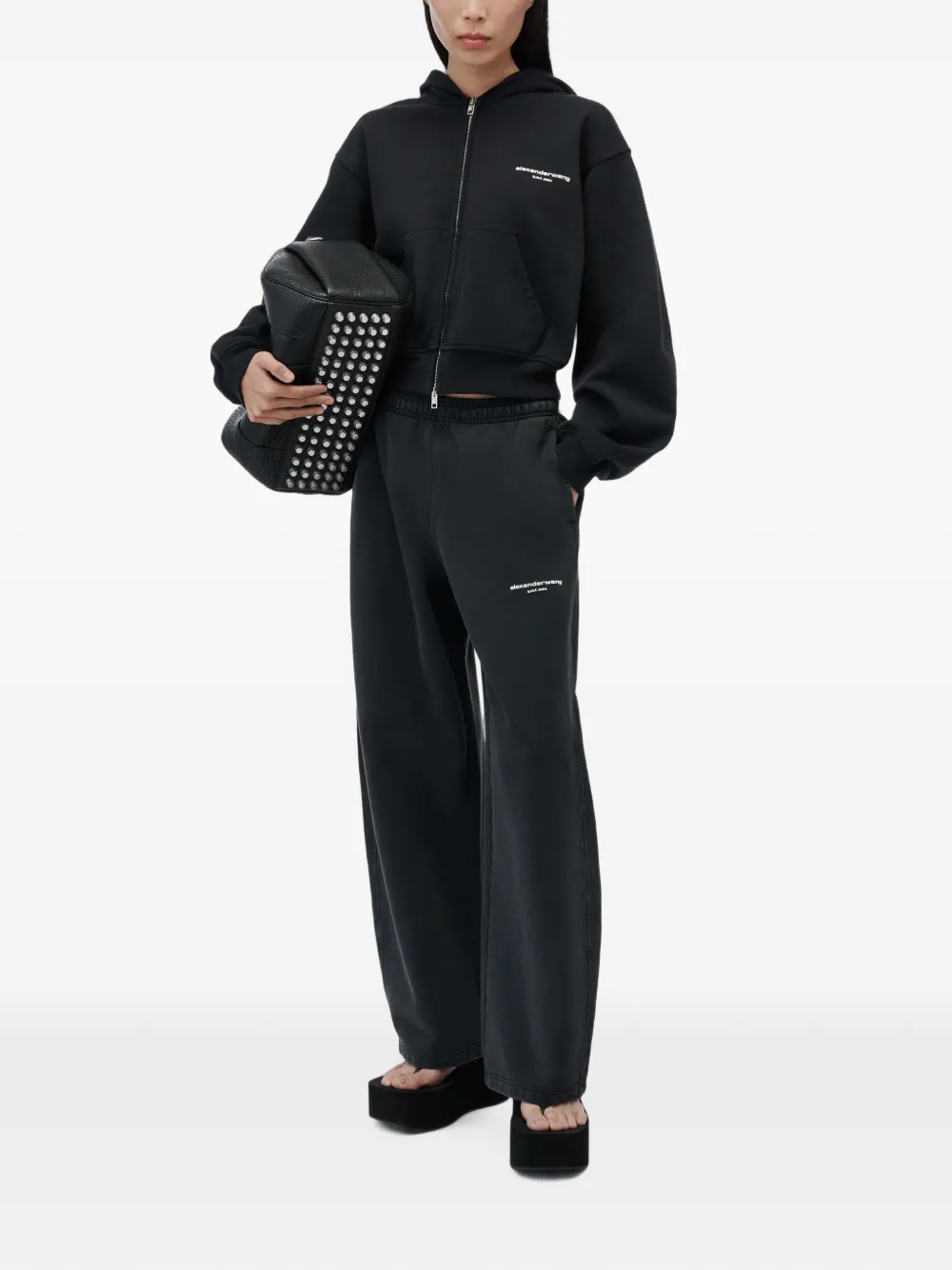 Alexander Wang Mid-waist joggingbroek met logo-print Zwart