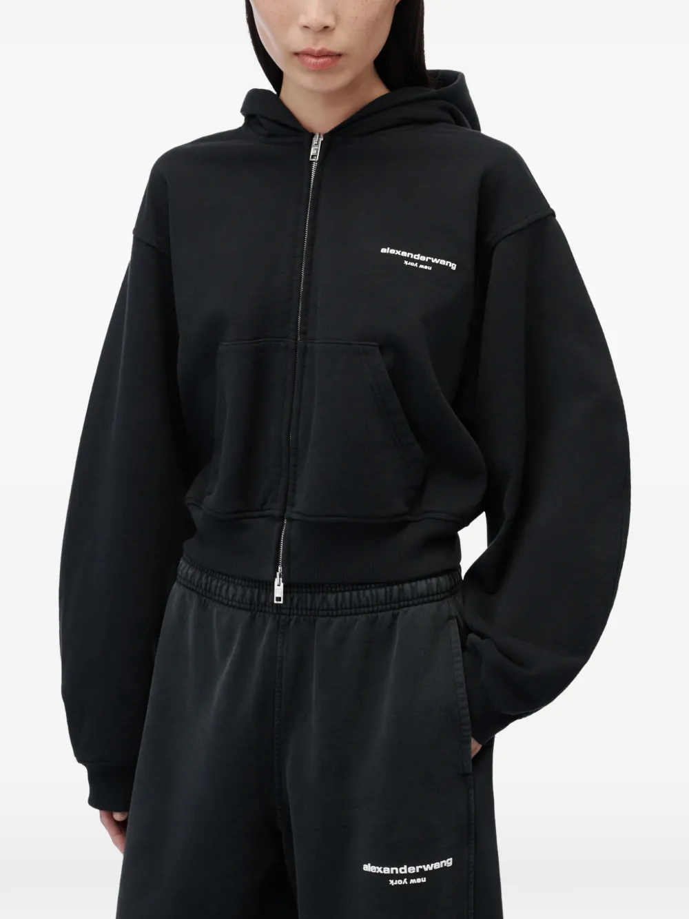 Alexander Wang Mid-waist joggingbroek met logo-print Zwart
