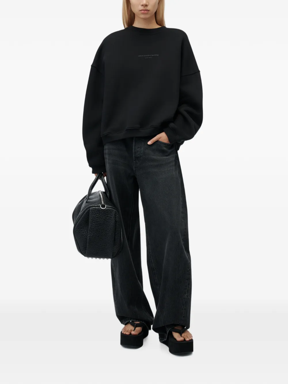 Alexander Wang Sweater met logoprint en ronde hals Zwart