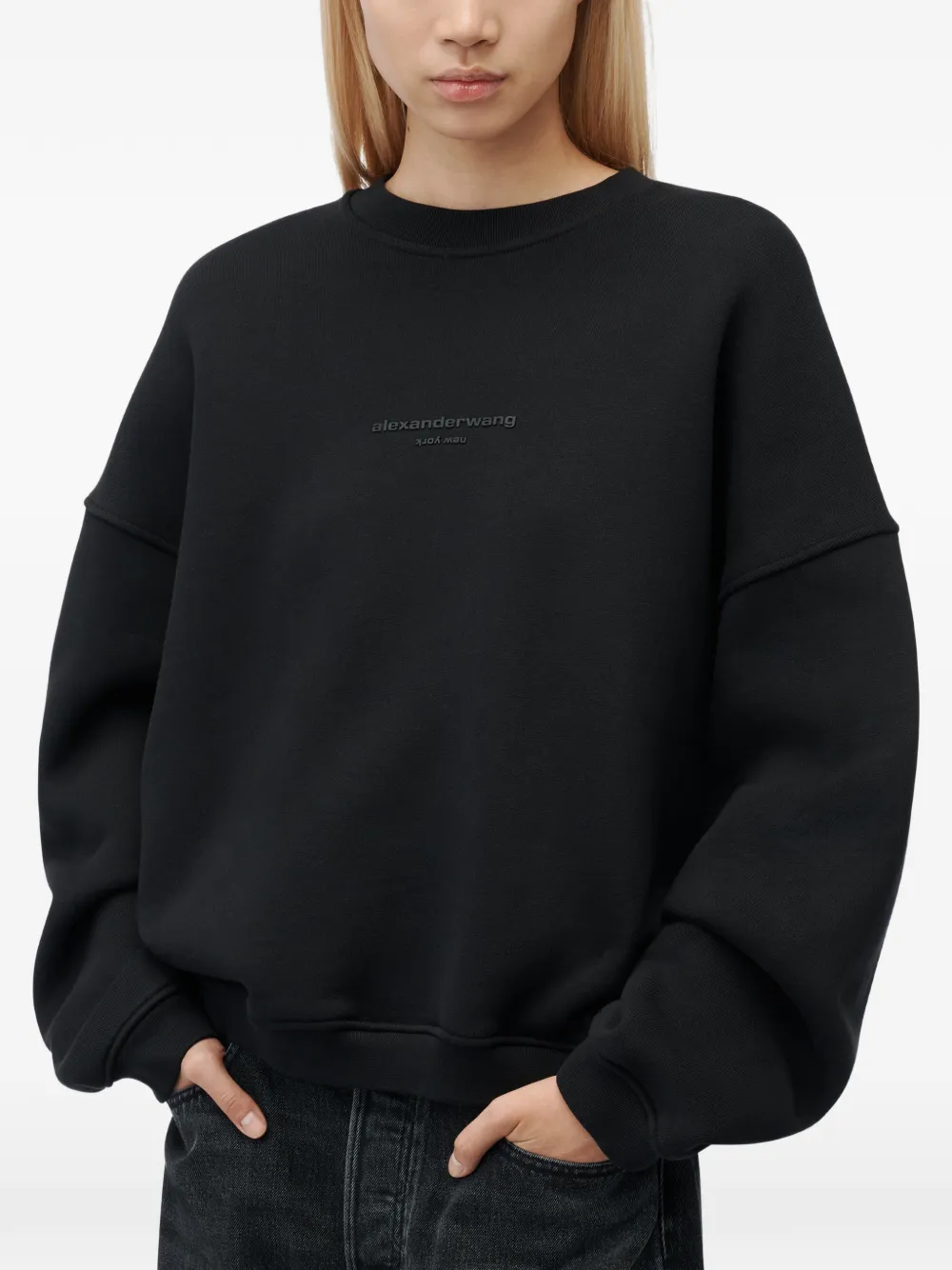 Alexander Wang Sweater met logoprint en ronde hals Zwart