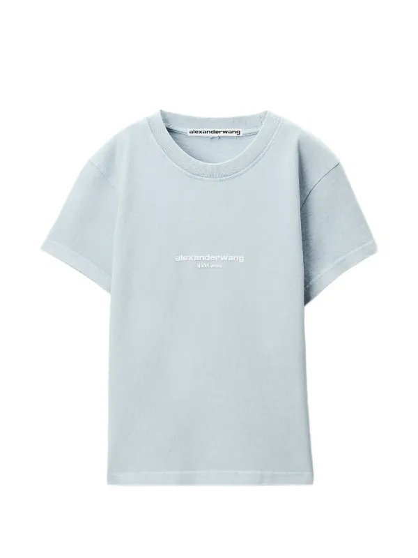 Alexander Wang logo-print Shrunken short-sleeve T-shirt | Blue