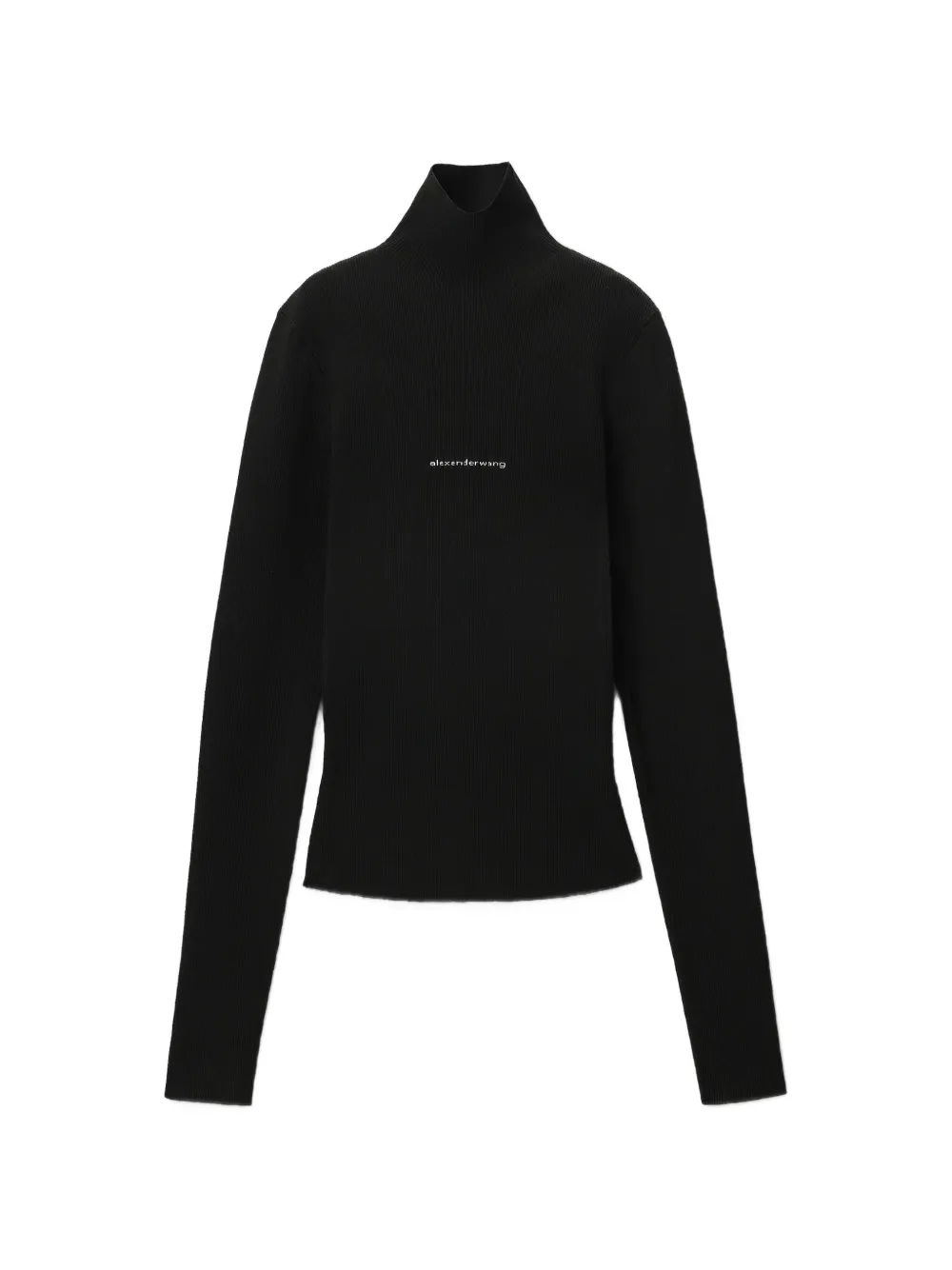 Alexander Wang LS top met col en logo-jacquard Zwart