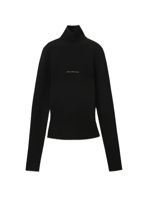 Alexander Wang top LS con cuello de tortuga y logo en jacquard