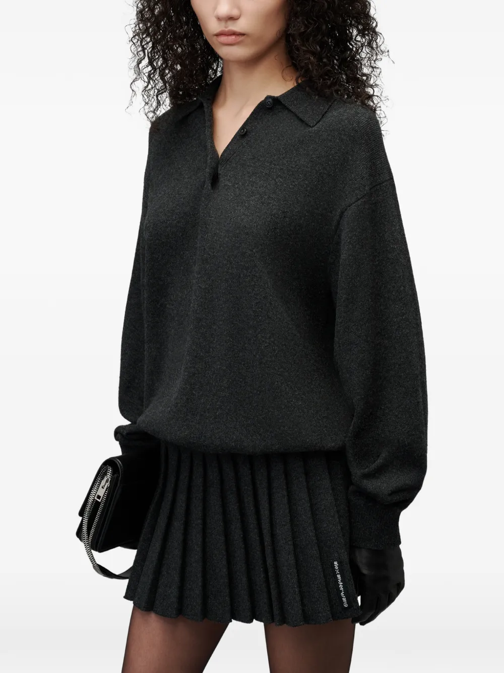 Alexander Wang Polojurk met lange mouwen en hittegeperste rok Grijs