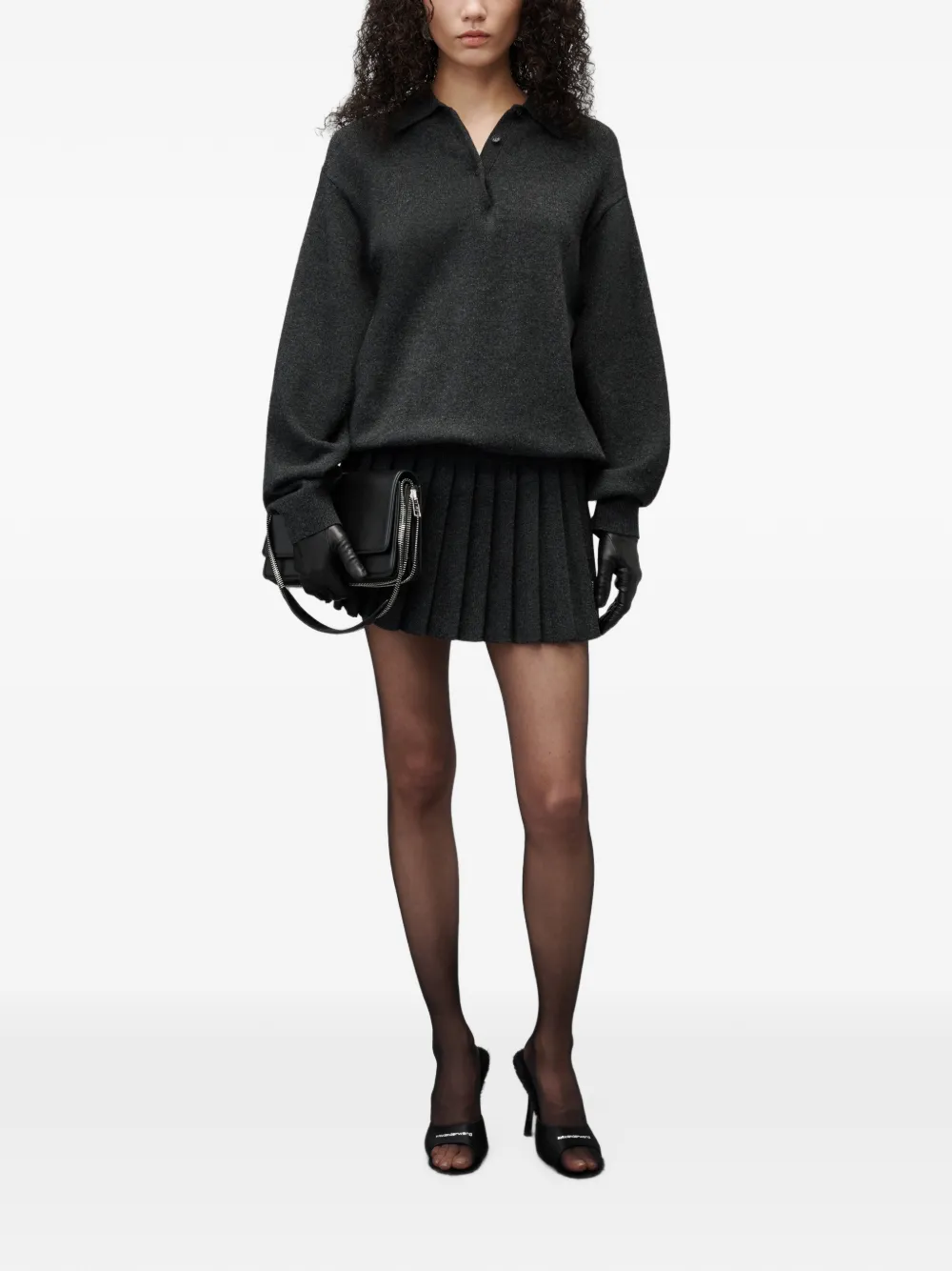 Alexander Wang Polojurk met lange mouwen en hittegeperste rok Grijs