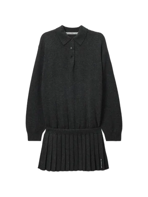 Alexander Wang vestido tipo polo de manga larga con falda termoestampada