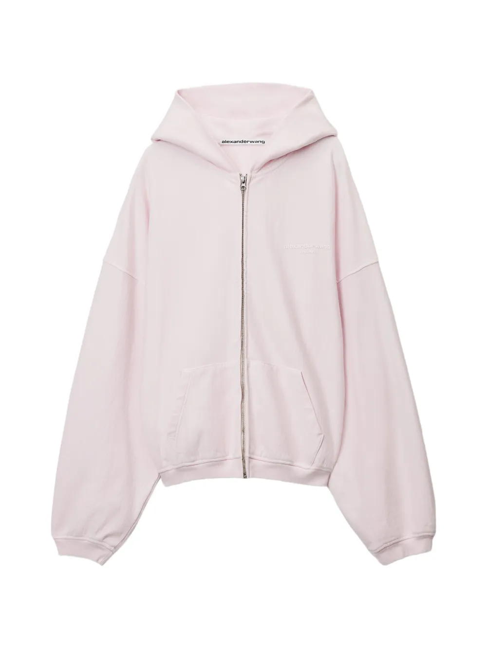 Alexander Wang logo print oversized zip-up hoodie - Pink