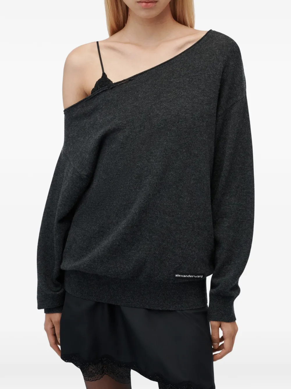 Alexander Wang Pre-styled jurk met lange mouwen en geslepen hals Grijs