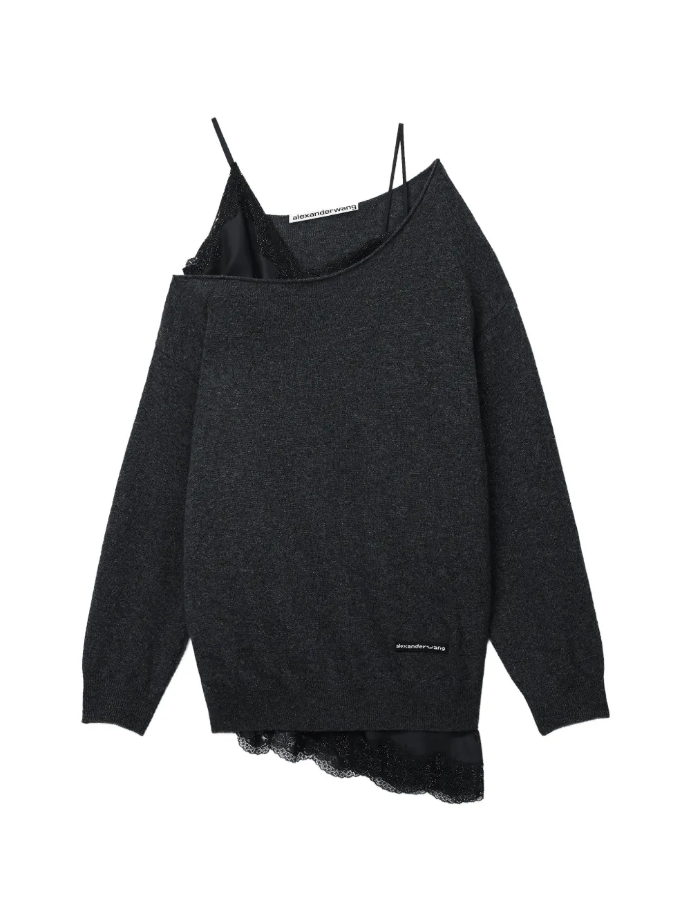 Alexander Wang pre-styled slip dress with cut neckline long-sleeve sweater