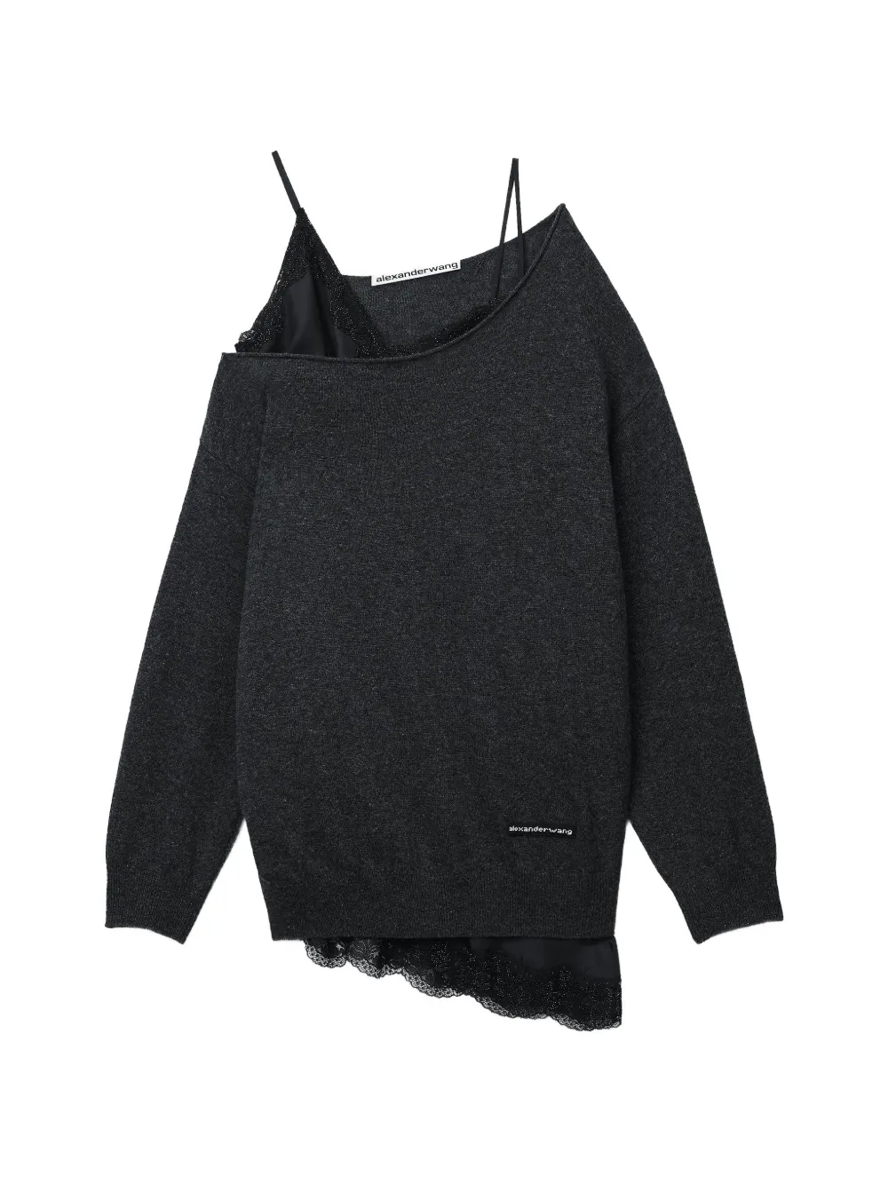 Alexander Wang Abito a maniche lunghe con scollo a contrasto - Grigio