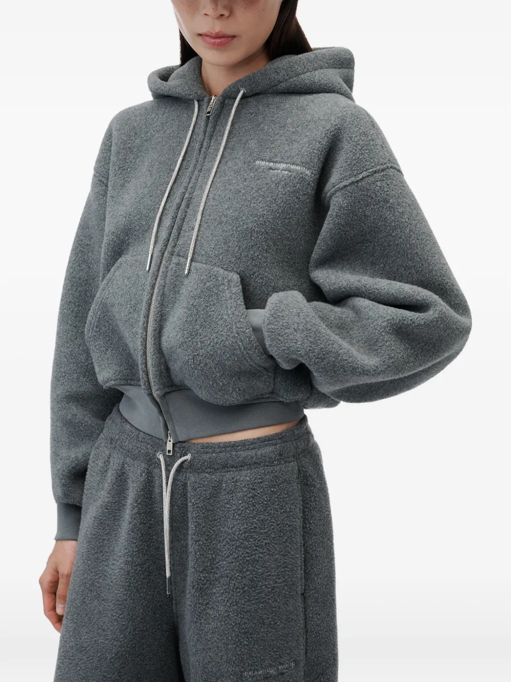 Alexander Wang Midi-waist trainingsbroek met trekkoord van stras Grijs