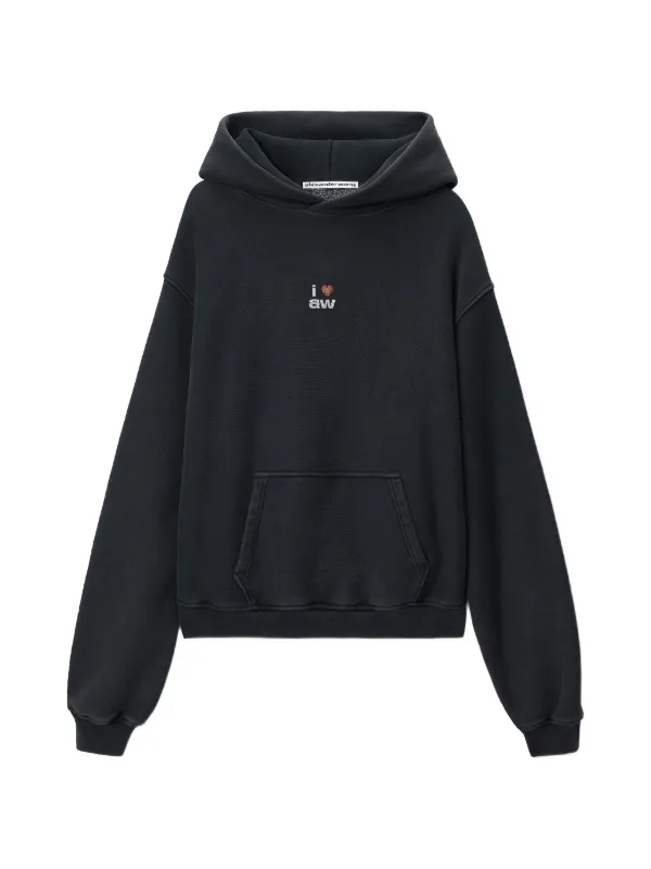 Alexander Wang Crystal Hotfix I Heart Hoodie in Black