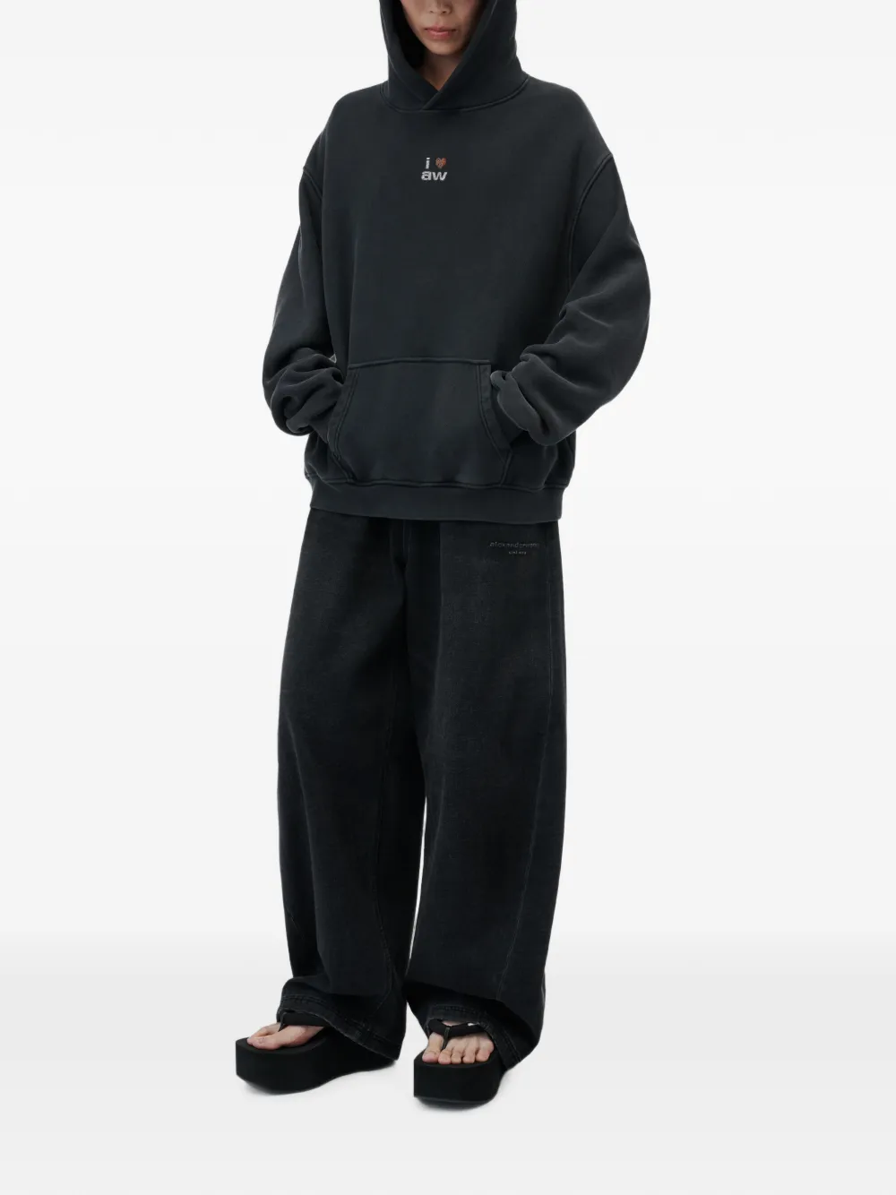 Alexander Wang Crystal Hotfix I Heart Hoodie in Black, view 2
