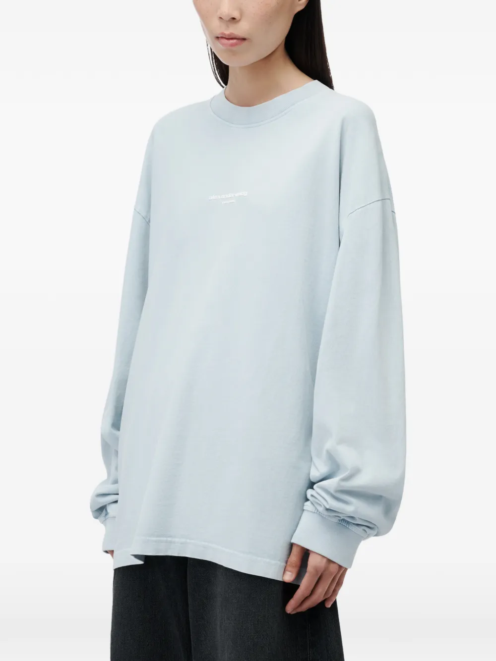 Alexander Wang Logo Print Long-sleeve T-shirt in Blue, view 4