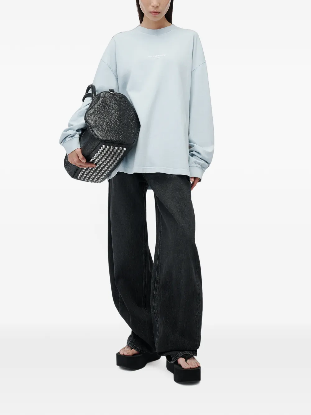 Alexander Wang Logo Print Long-sleeve T-shirt in Blue, view 2