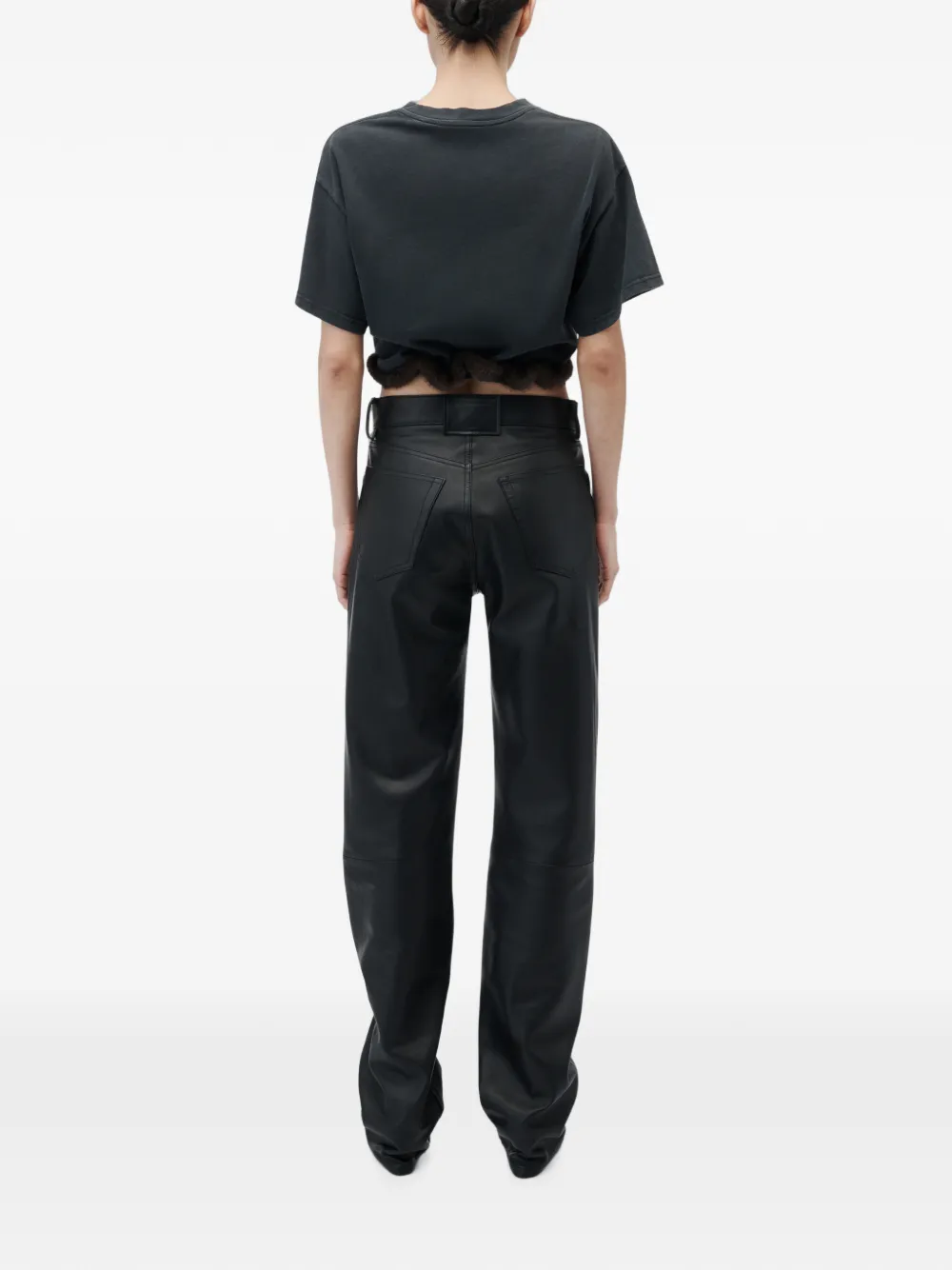 Alexander Wang T-shirt met korte mouwen en afwerking van imitatiebont Zwart