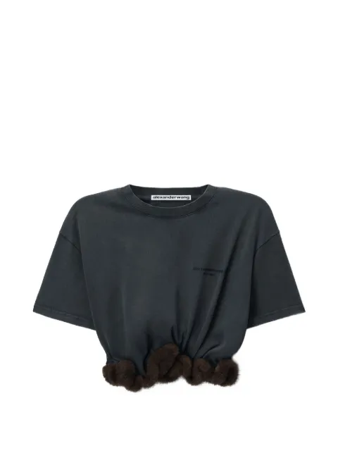 Alexander Wang faux-fur trim short-sleeve T-shirt