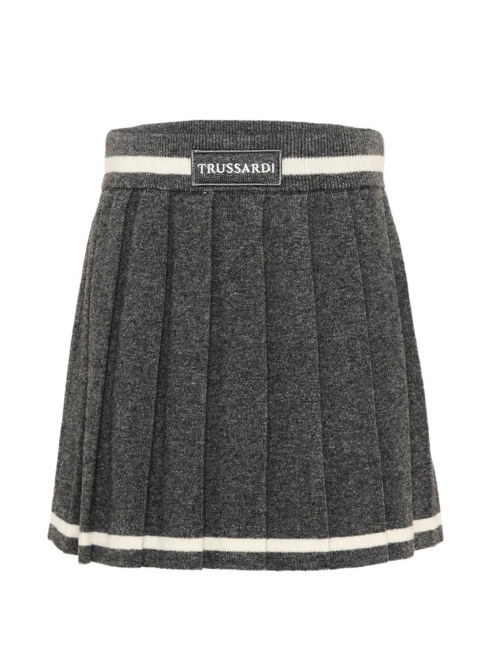 TRUSSARDI JUNIOR pleated logo-patch skirt - Grau