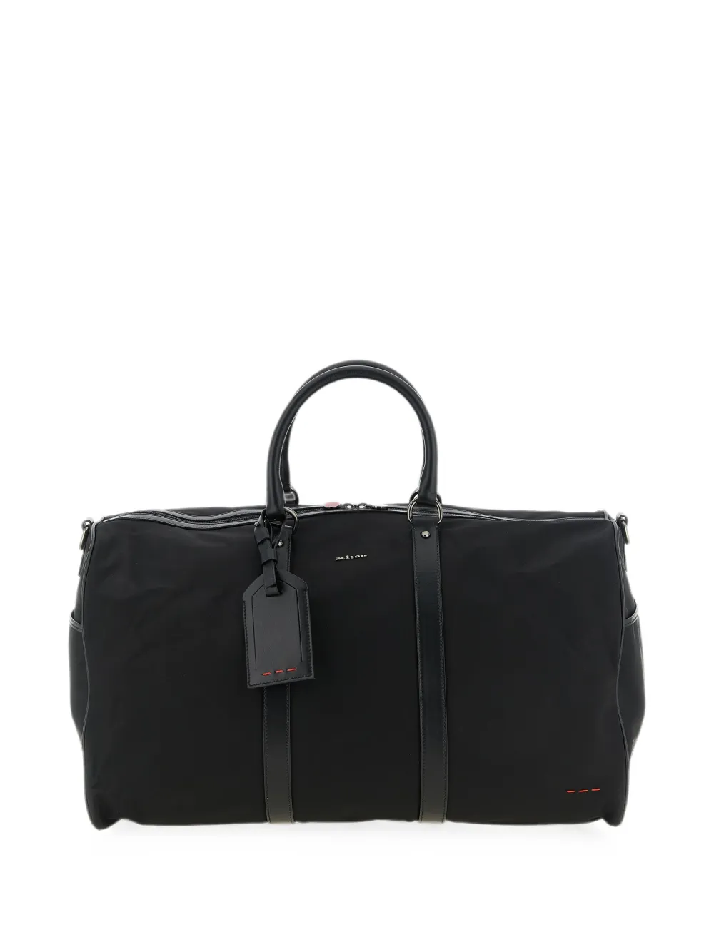 Kiton leather-trim Weekend duffel bag - Nero