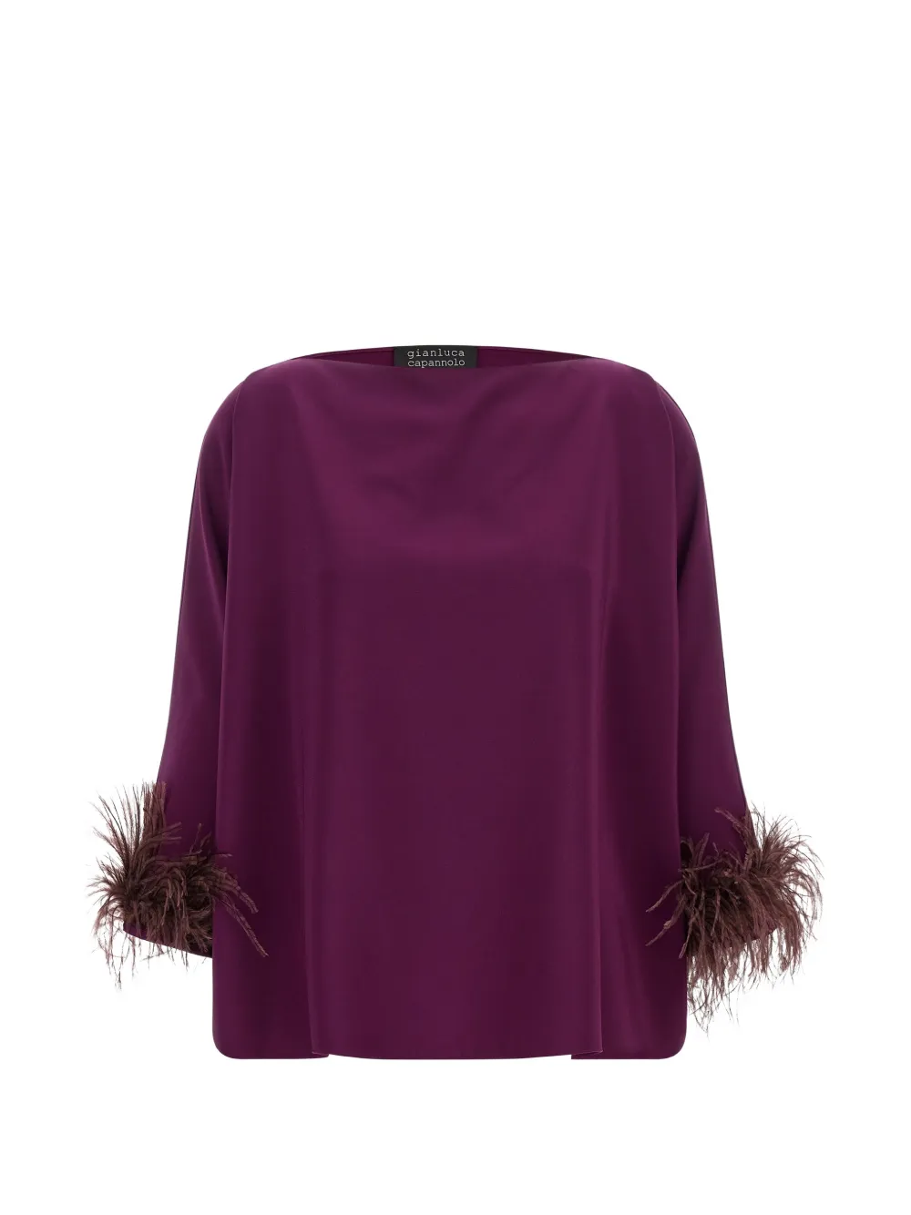 Gianluca Capannolo feather-trim boat-neck blouse - Viola
