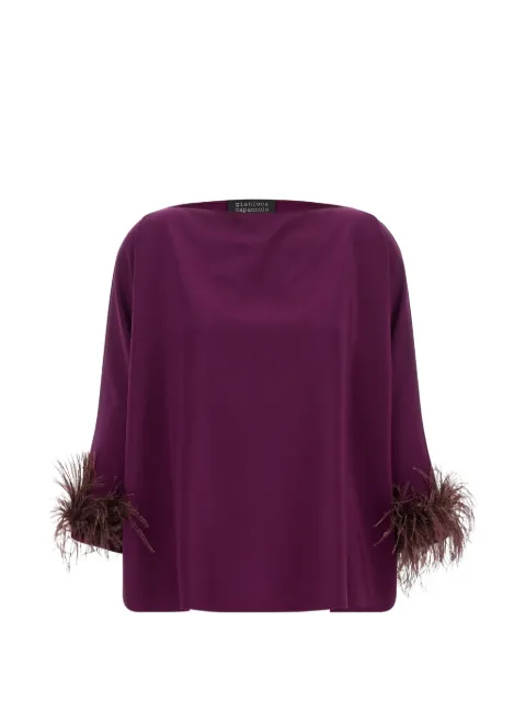 Gianluca Capannolo blusa con ribete de plumas y cuello barco