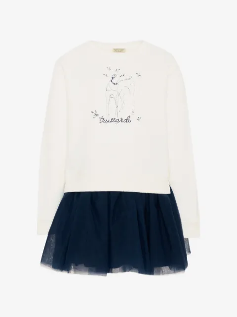 TRUSSARDI JUNIOR tulle-skirt graphic-print mini dress