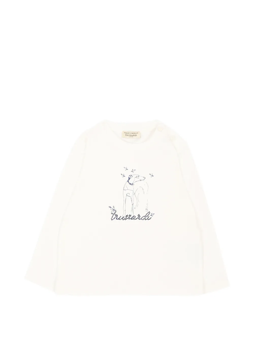 TRUSSARDI JUNIOR graphic-print long-sleeve T-shirt - Bianco