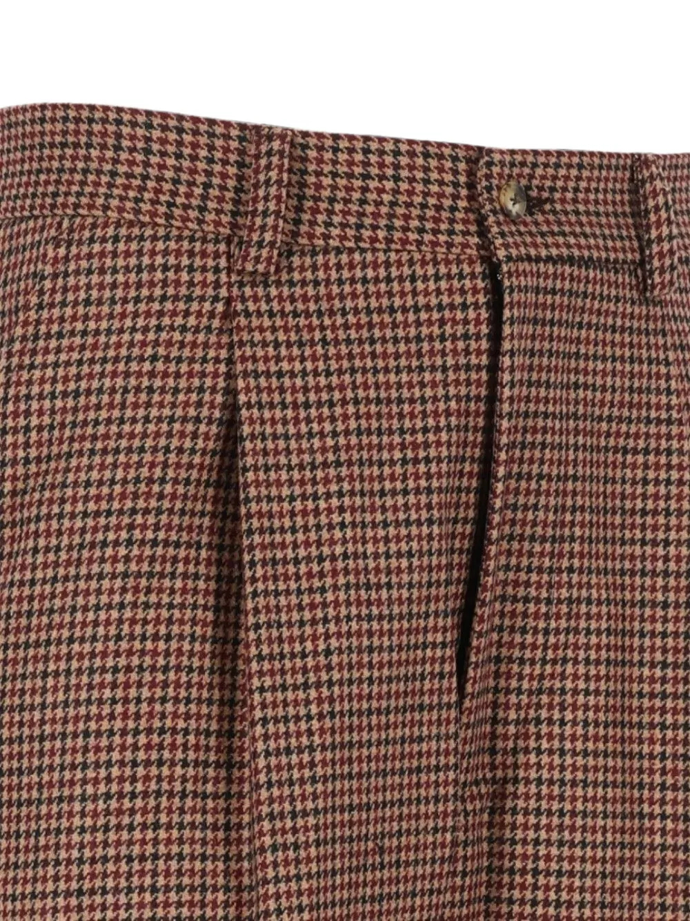 Eleventy Plooibroek met pied-de-poule print Bruin