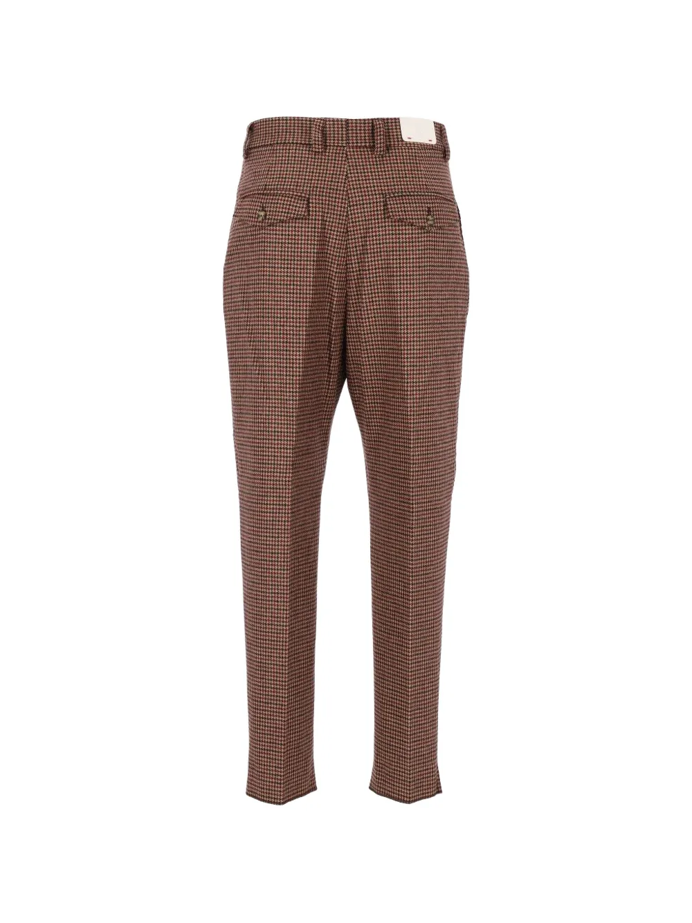 Eleventy Plooibroek met pied-de-poule print Bruin